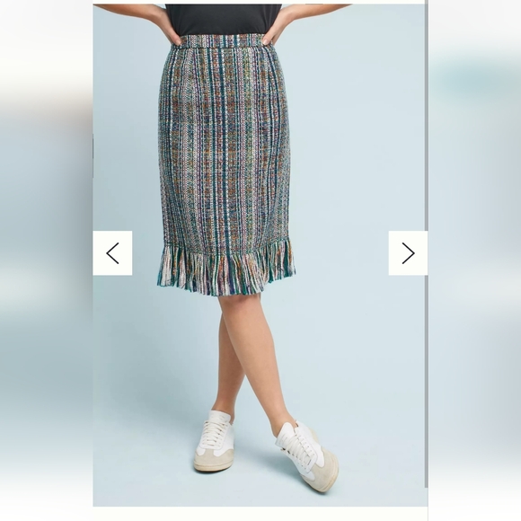 Maeve by Anthropologie. Tweed with Fringe detail Skirt. - Picture 3 of 3